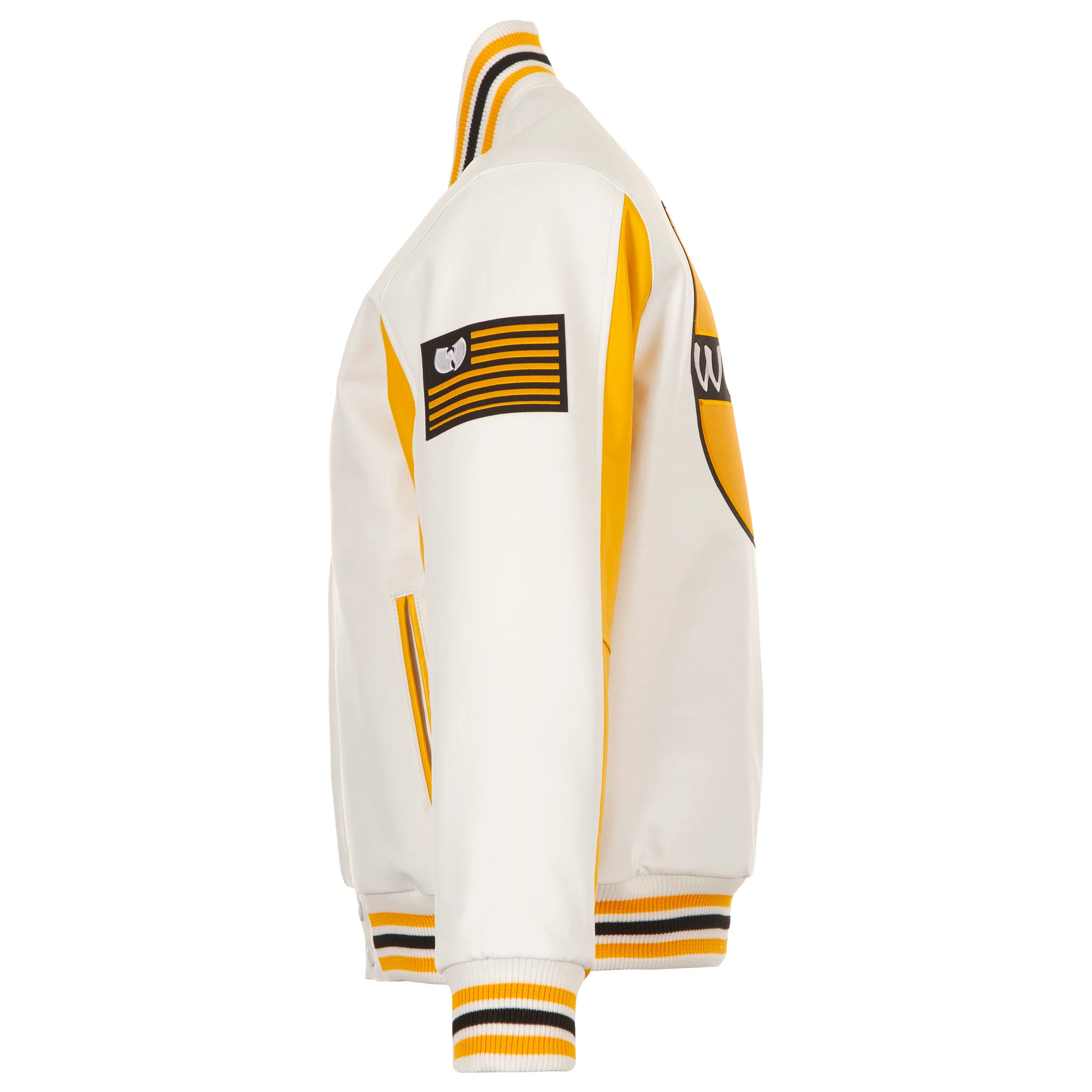 WU World Logo Varsity White & Yellow Jacket - Image 3